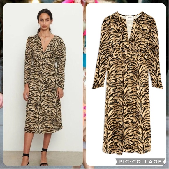 BA&SH Imany Zebra print long sleeve maxi dress - Picture 6 of 8